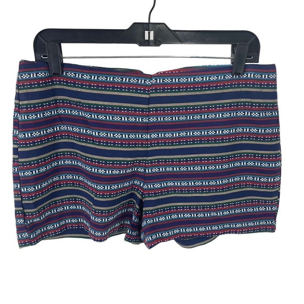 Jolt Women's Aztec Print Zip Pleated Back Dress Shorts Blue Multicolor Size 9